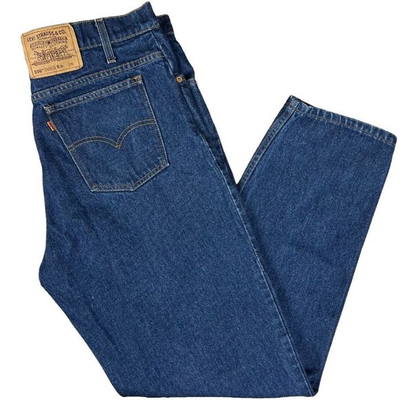 Vintage 90s Orange Tab Levi’s 550 Relaxed Fit Tapped Leg Jeans Size 38X32